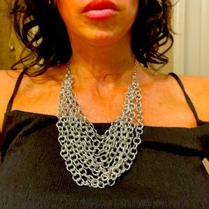 Multi strand silver statement necklace